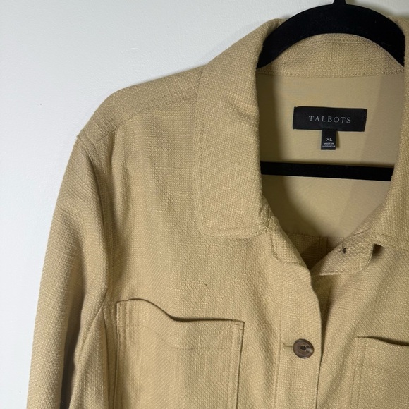 Talbots Textured Shacket Neutral Size XL Pockets - Picture 3 of 7